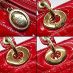 Dior Shoulder Bag Lady Red Patent Leather Gold — view 7