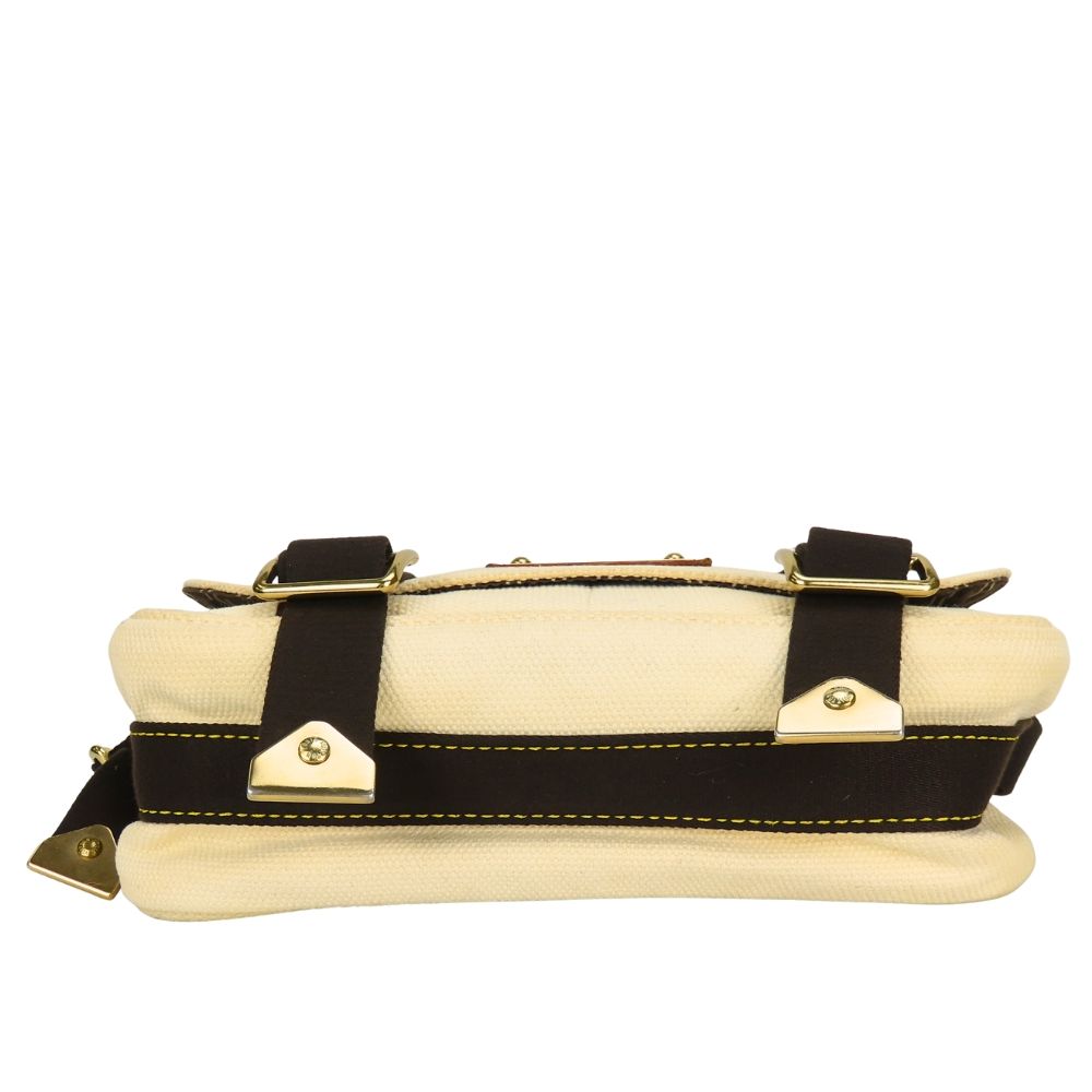 Louis Vuitton Shoulder Bag Antigua Besace Canvas Ecru Ivory Brown — view 4
