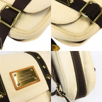 Louis Vuitton Shoulder Bag Antigua Besace Canvas Ecru Ivory Brown — view 5