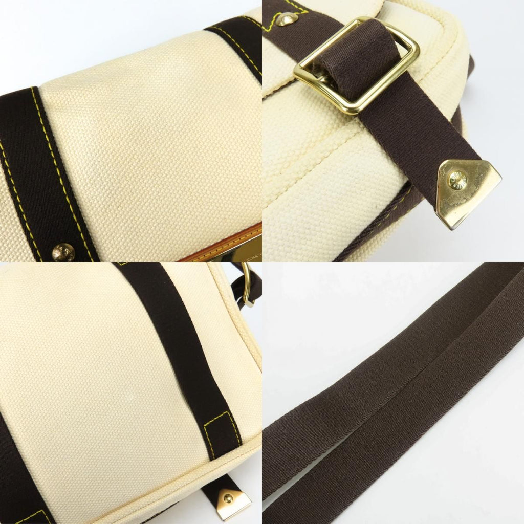 Louis Vuitton Shoulder Bag Antigua Besace Canvas Ecru Ivory Brown — view 6