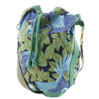 Hermes Drawstring Botanical Pattern Bird Cotton Green — view 2