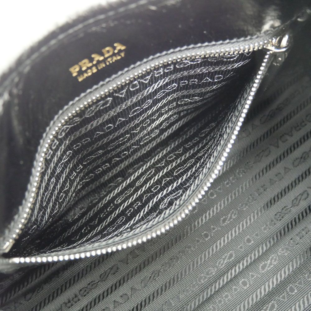 Prada Small Leather Tote Black Hand Silver — view 8