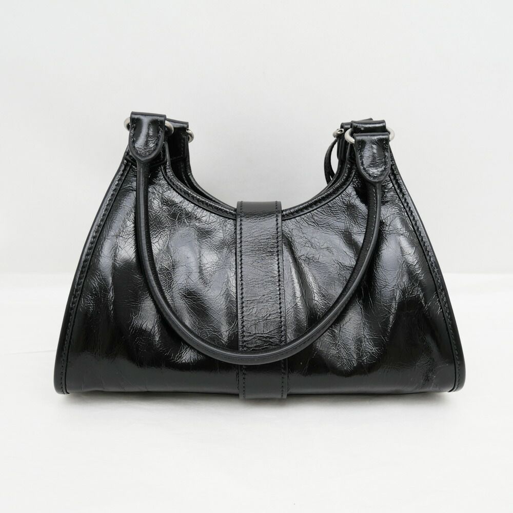 Prada Small Leather Tote Black Hand Silver — view 2