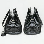 Prada Small Leather Tote Black Hand Silver — view 3