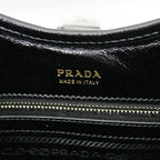 Prada Small Leather Tote Black Hand Silver — view 6
