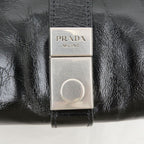 Prada Small Leather Tote Black Hand Silver — view 7