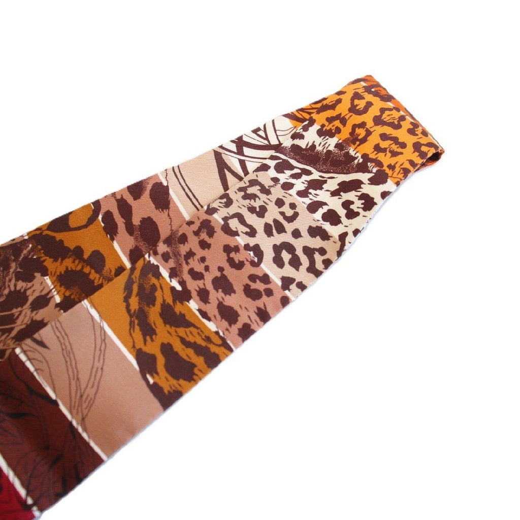 Hermes Twilly Jungle Love Rainbow Silk Brown Scarf — view 5