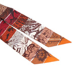 Hermes Twilly Jungle Love Rainbow Silk Brown Scarf — view 4