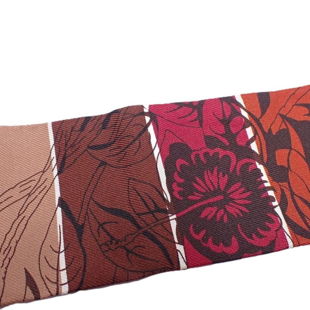 Hermes Twilly Jungle Love Rainbow Silk Brown Scarf — view 8