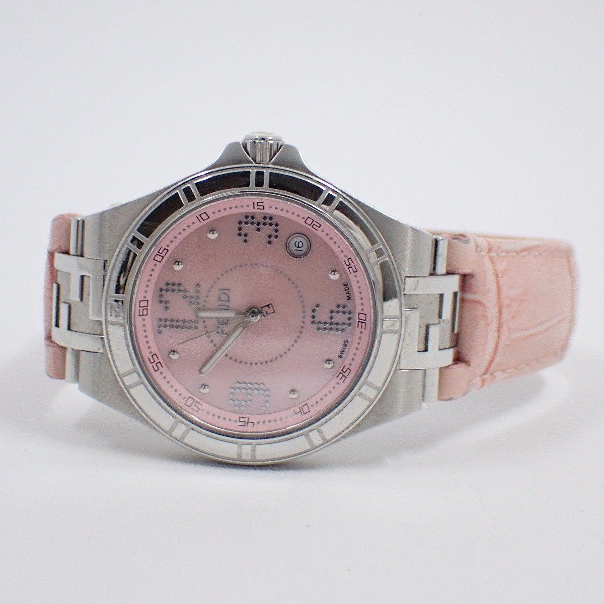 Fendi High Speed Quartz Watch Pink Shell Dial Leather — view 2