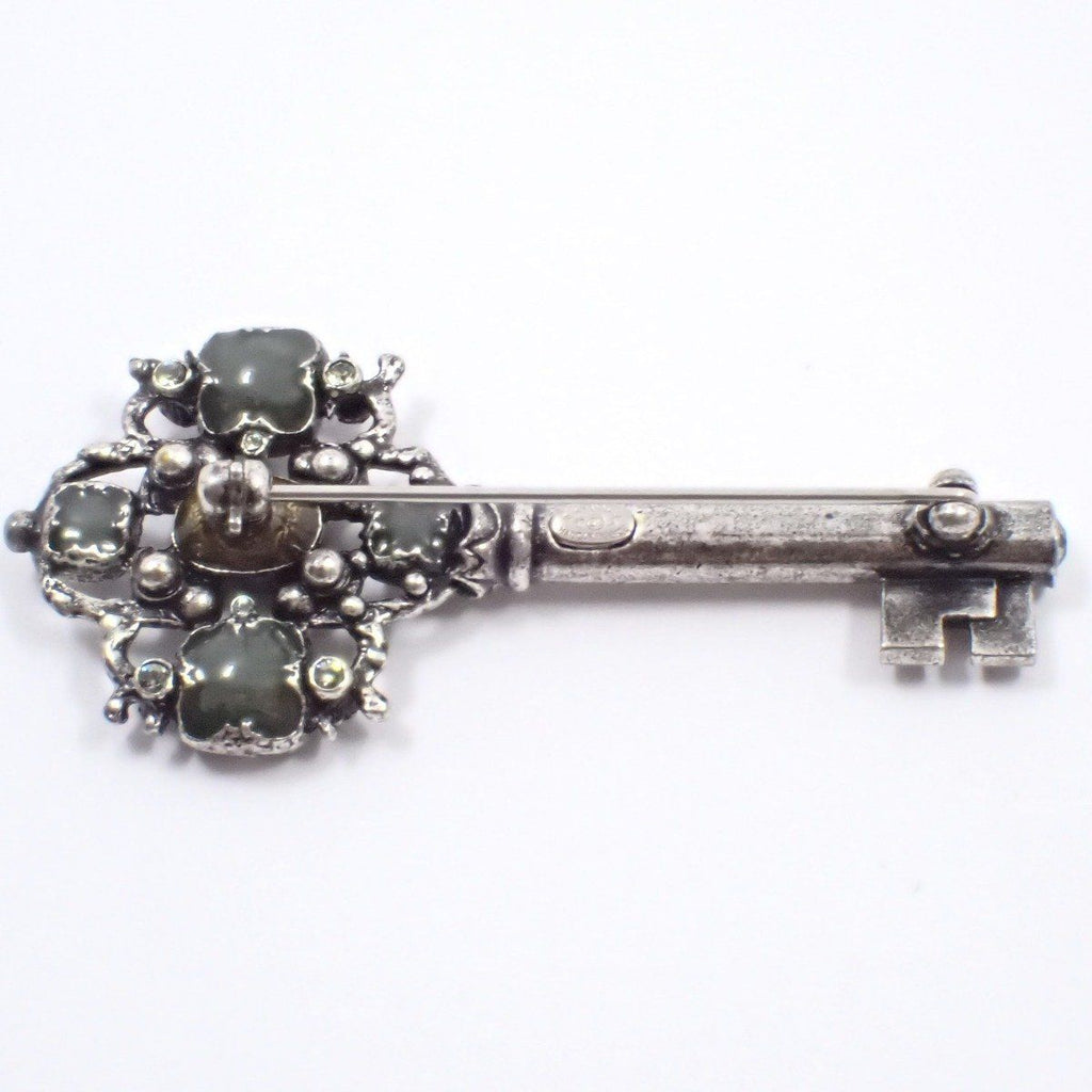 Chanel Key Motif Brooch Silver Color Rice Stone — view 3