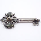 Chanel Key Motif Brooch Silver Color Rice Stone — view 3