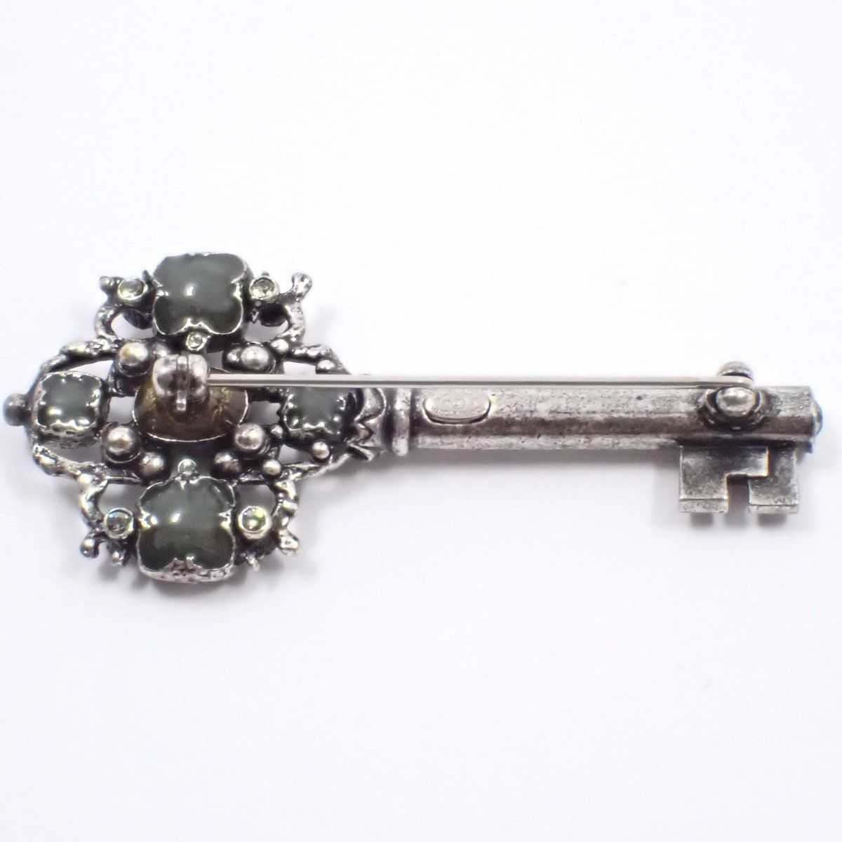 Chanel Key Motif Brooch Silver Color Rice Stone — view 3