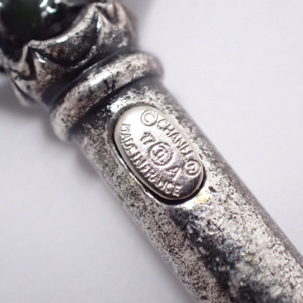 Chanel Key Motif Brooch Silver Color Rice Stone — view 6