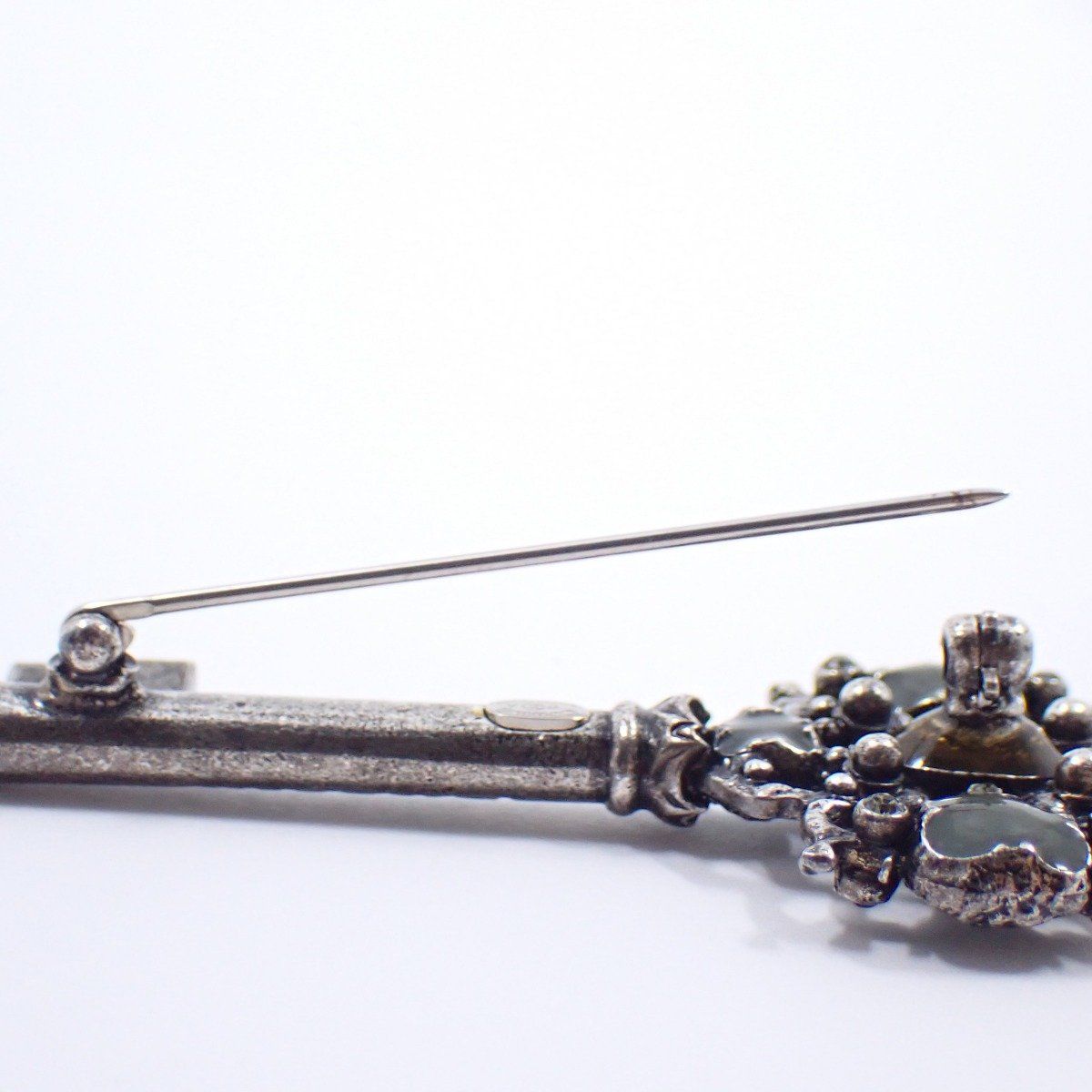 Chanel Key Motif Brooch Silver Color Rice Stone — view 5