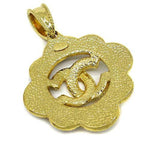 Chanel CC Logo Pendant Top Gold Vintage with Metallic Stones — view 3