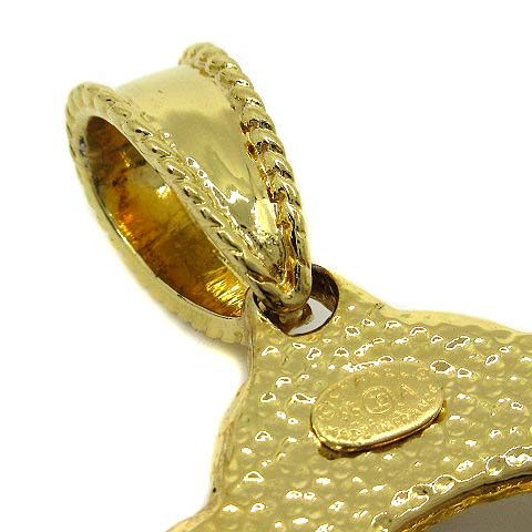 Chanel CC Logo Pendant Top Gold Vintage with Metallic Stones — view 4