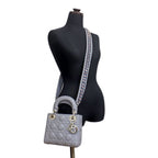 Dior Mini Gray Cannage Stitch Shoulder Strap Lambskin Bag — view 8