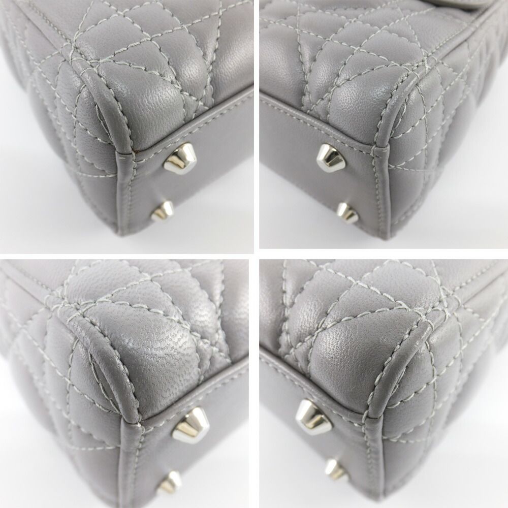 Dior Mini Gray Cannage Stitch Shoulder Strap Lambskin Bag — view 5