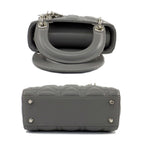 Dior Mini Gray Cannage Stitch Shoulder Strap Lambskin Bag — view 4