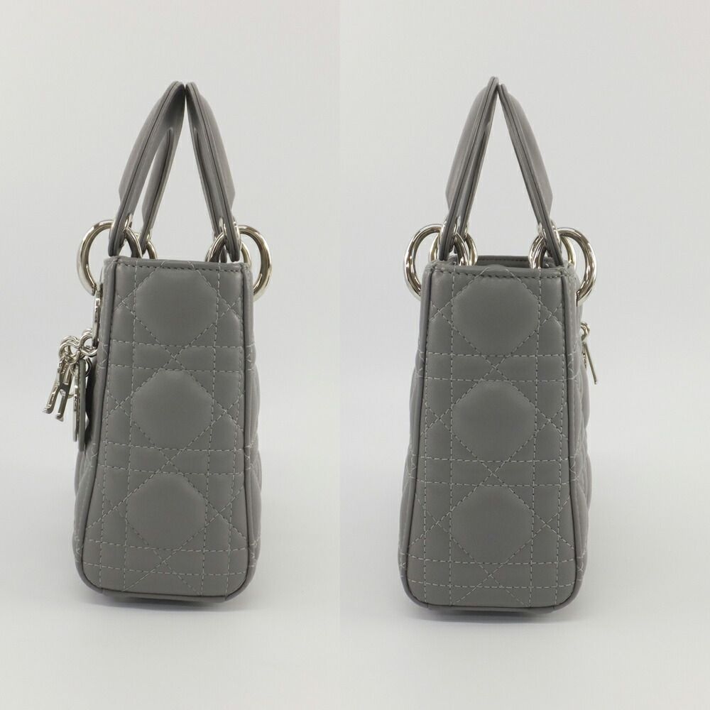 Dior Mini Gray Cannage Stitch Shoulder Strap Lambskin Bag — view 3