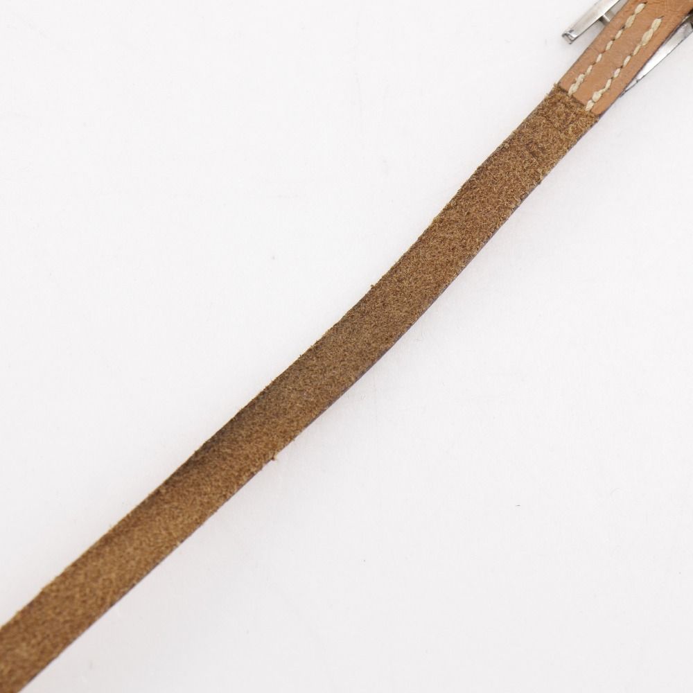 Hermes Choker Leather Brown Silver Bracelet — view 7