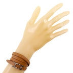 Hermes Choker Leather Brown Silver Bracelet — view 2