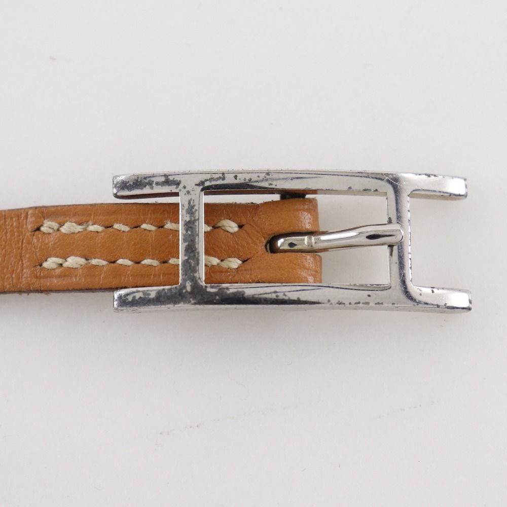 Hermes Choker Leather Brown Silver Bracelet — view 6
