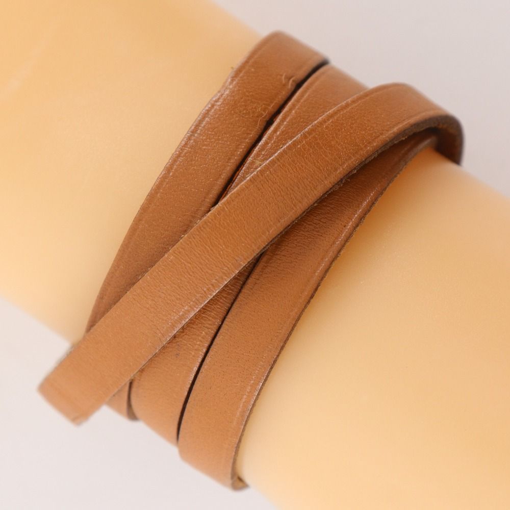 Hermes Choker Leather Brown Silver Bracelet — view 3