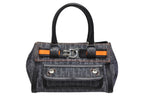 Dior Flight Line Trotter Handbag Denim Leather Navy Black Silver
