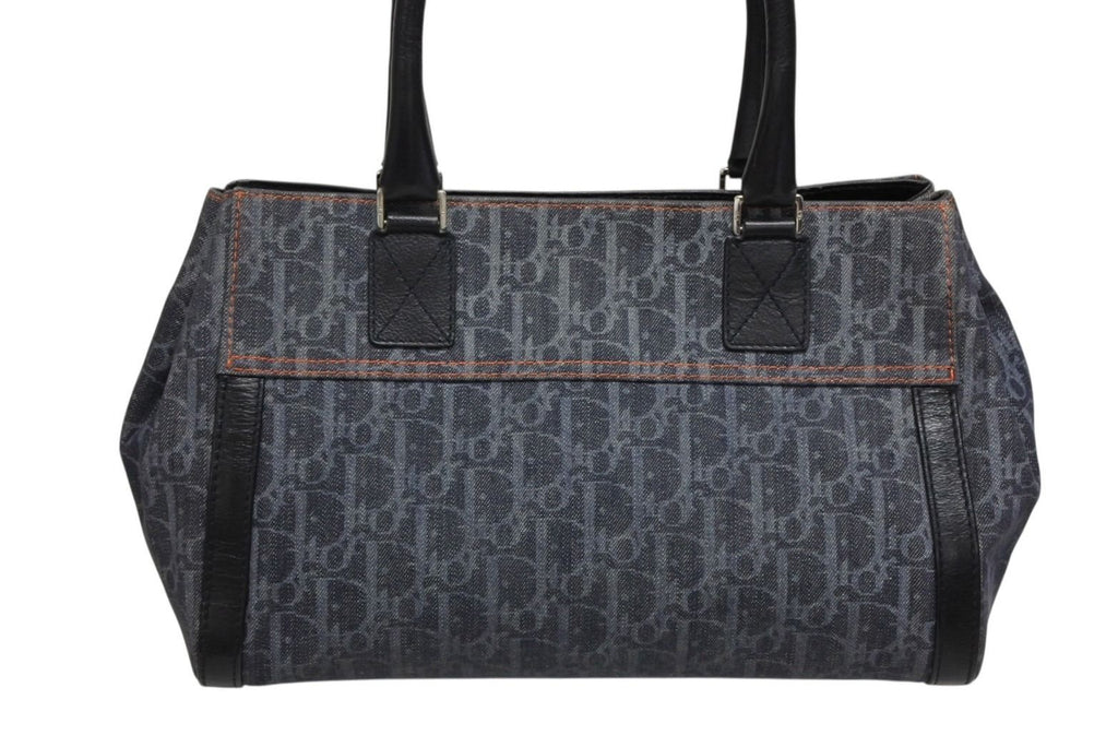 Dior Flight Line Trotter Handbag Denim Leather Navy Black Silver — view 3