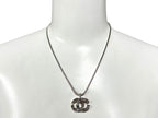 Chanel Rhinestone CC Logo Necklace 01 Silver — view 7