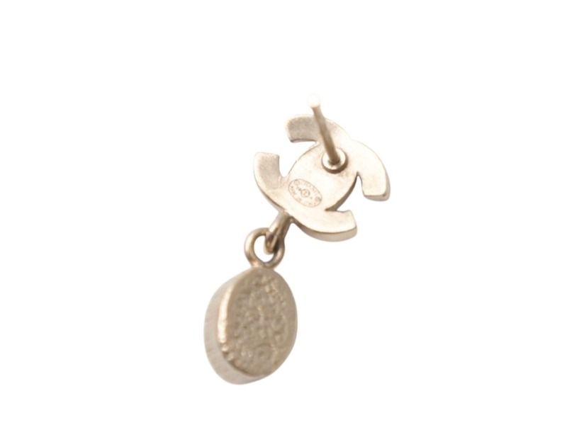 Chanel CC Logo Drop Earrings Dangle 09 Metal Rhinestone Silver — view 6