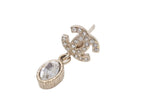 Chanel CC Logo Drop Earrings Dangle 09 Metal Rhinestone Silver — view 3