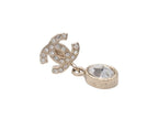 Chanel CC Logo Drop Earrings Dangle 09 Metal Rhinestone Silver — view 2