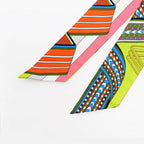 Hermes Twilly Belt Pattern Green Multicolor Silk Scarf — view 4