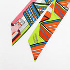 Hermes Twilly Belt Pattern Green Multicolor Silk Scarf — view 3