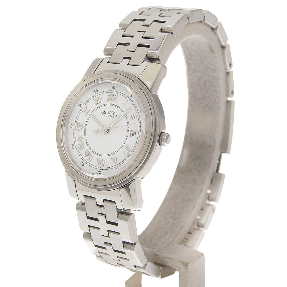 Hermes Carrick Stainless Steel Quartz Analog Display White Dial Watch — view 2