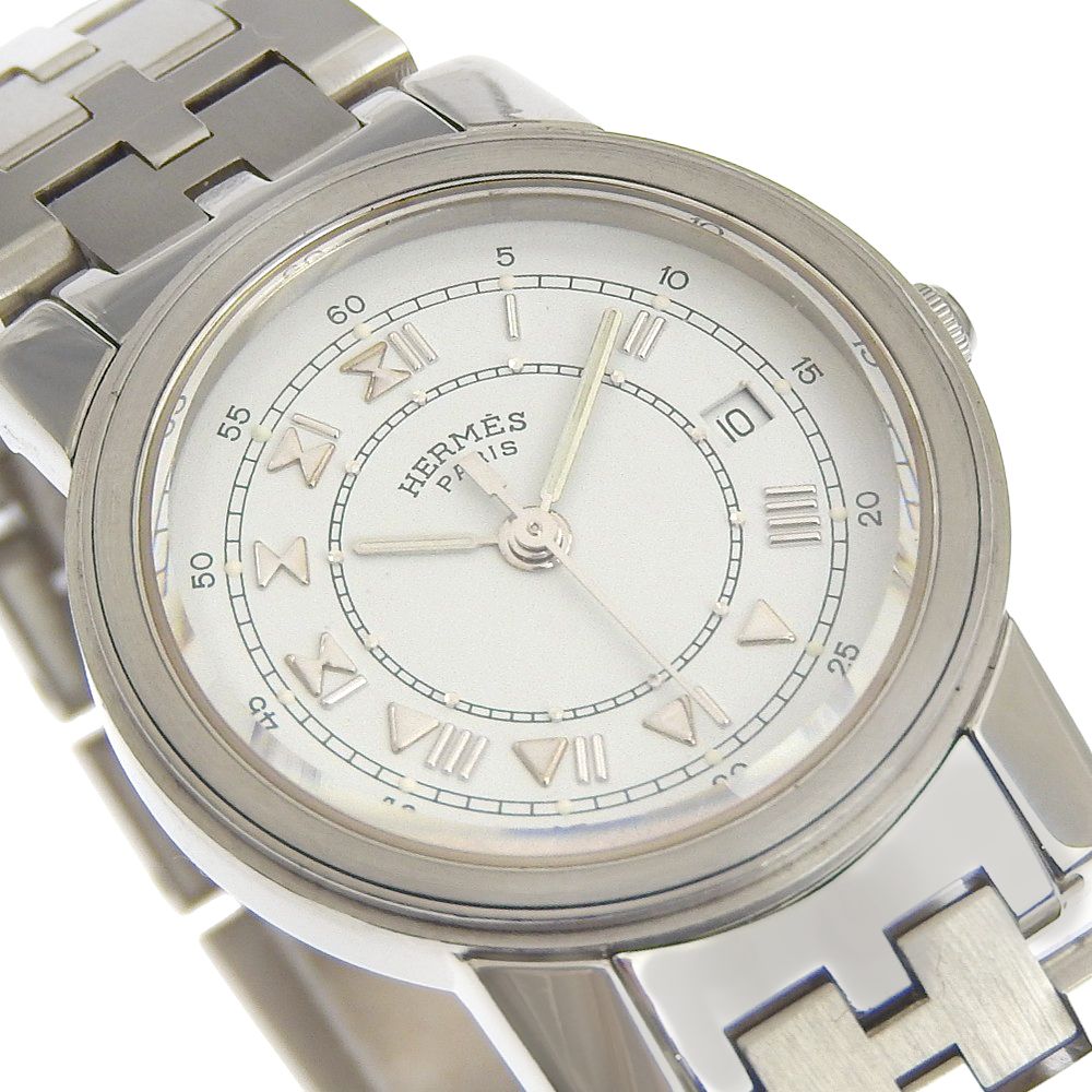 Hermes Carrick Stainless Steel Quartz Analog Display White Dial Watch — view 3