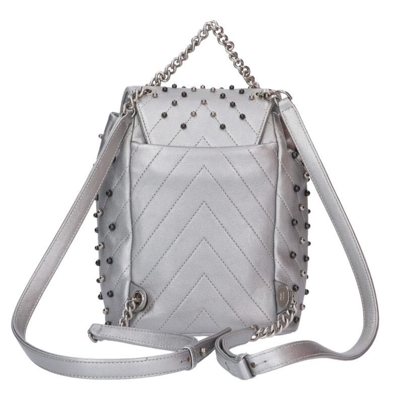 Chanel Chevron Studded Leather Backpack — view 2