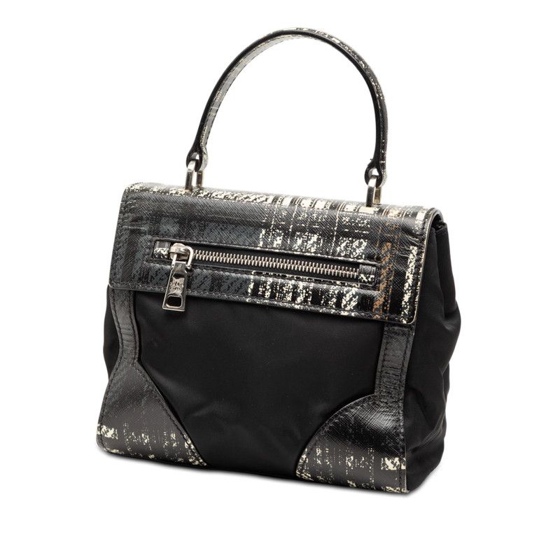 Prada Check Crossbody 2-Way Shoulder Bag Black — view 2