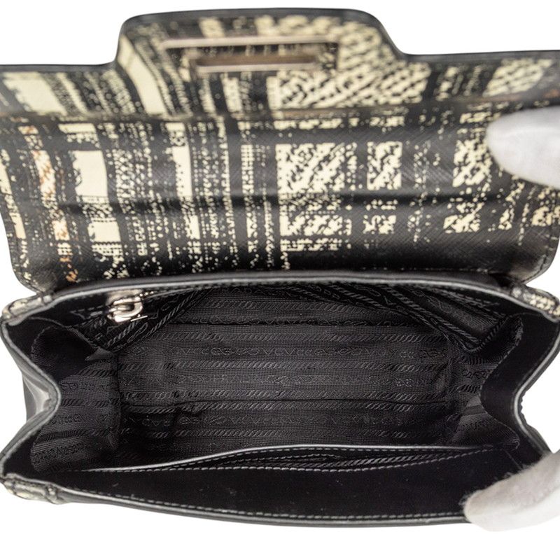 Prada Check Crossbody 2-Way Shoulder Bag Black — view 4
