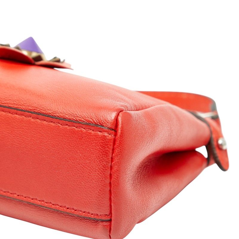 Fendi Micro Peekaboo Flower Motif Shoulder Bag Pochette 2-Way Red — view 4