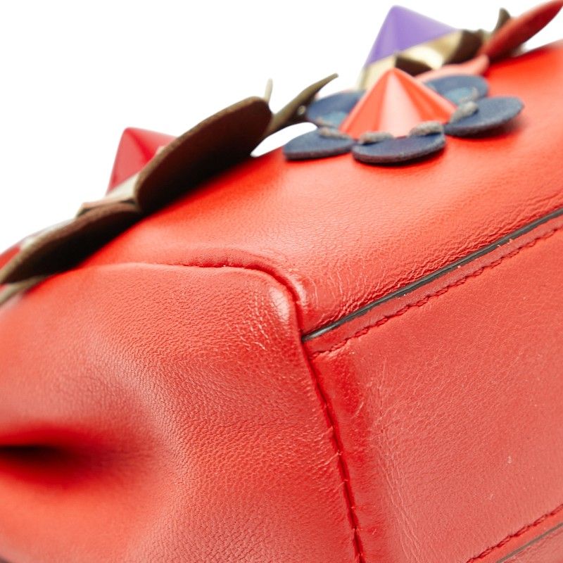 Fendi Micro Peekaboo Flower Motif Shoulder Bag Pochette 2-Way Red — view 5