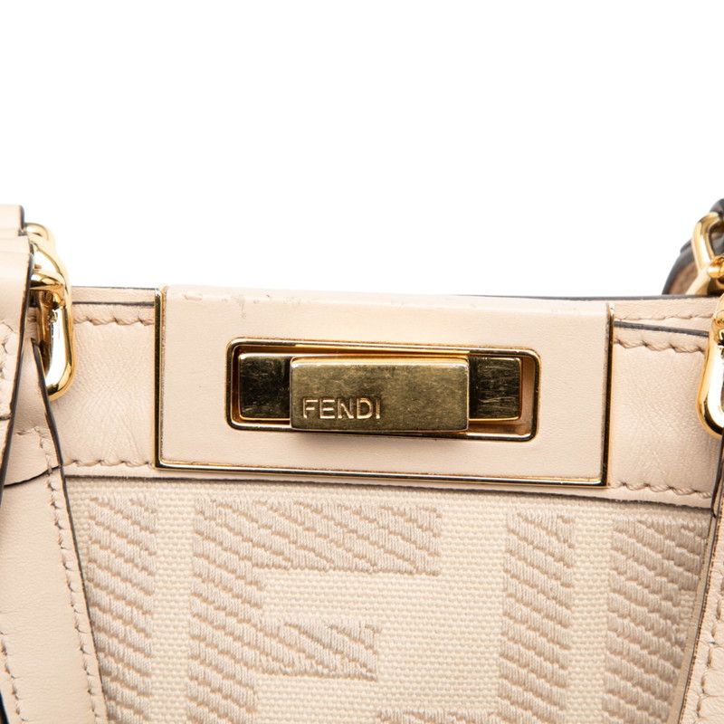Fendi Zucca Peekaboo Ext Tote Shoulder Bag Pink Canvas Leather — view 4