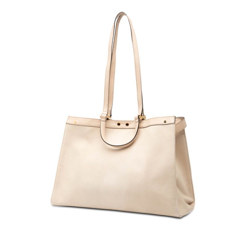 Fendi Zucca Peekaboo Ext Tote Shoulder Bag Pink Canvas Leather — view 2