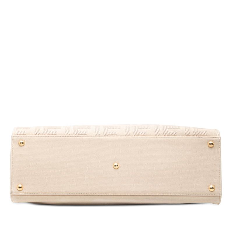 Fendi Zucca Peekaboo Ext Tote Shoulder Bag Pink Canvas Leather — view 3