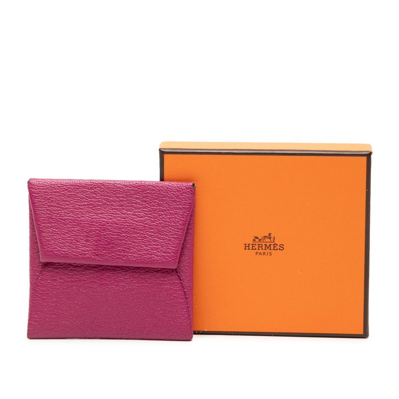 Hermes Bastia Coin Purse Rose Purple Chevre