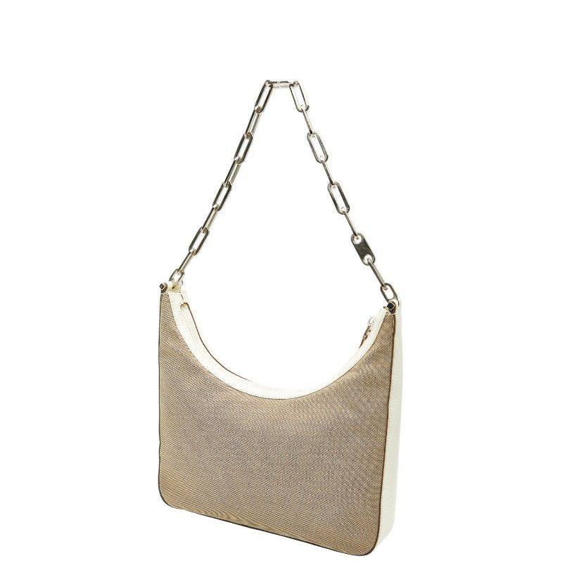 Gucci Chain One Shoulder Bag 001 Beige White Canvas Leather — view 2