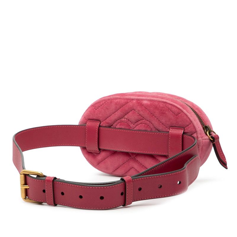 Gucci GG Marmont Quilted Body Bag Pink Velour — view 2